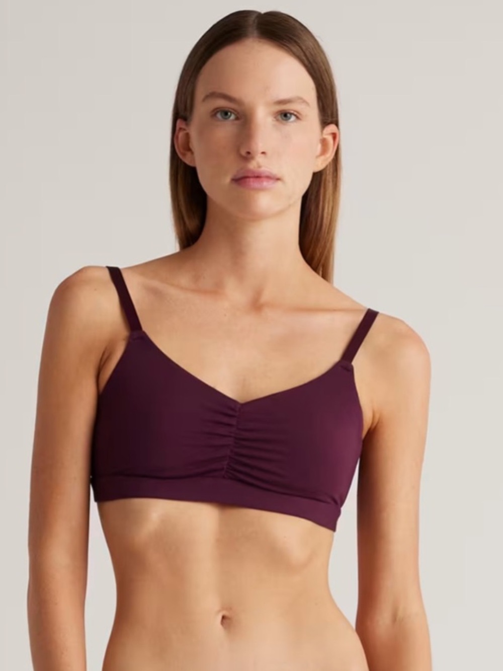 NWOT QUINCE 2 Pack Micromodal Ruched Bralettes Medium Syrah 1066